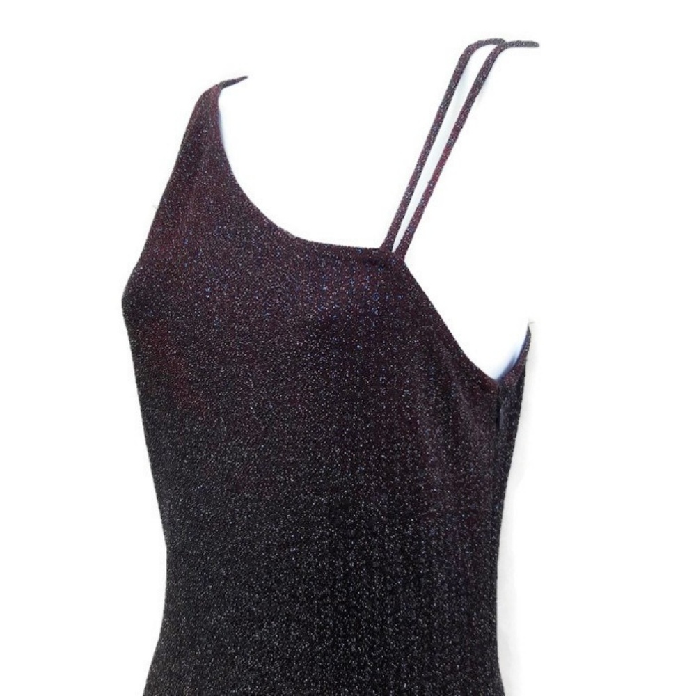 Cache Gown Maxi Dress Lurex Vintage Glitter Umbre Purple Side Zip USA - Picture 3 of 8